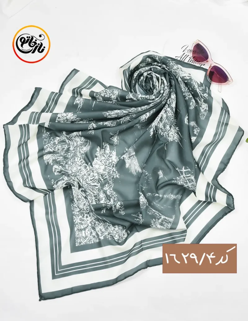 روسری حریر نخ طرحدار کد 1629 - Image 5