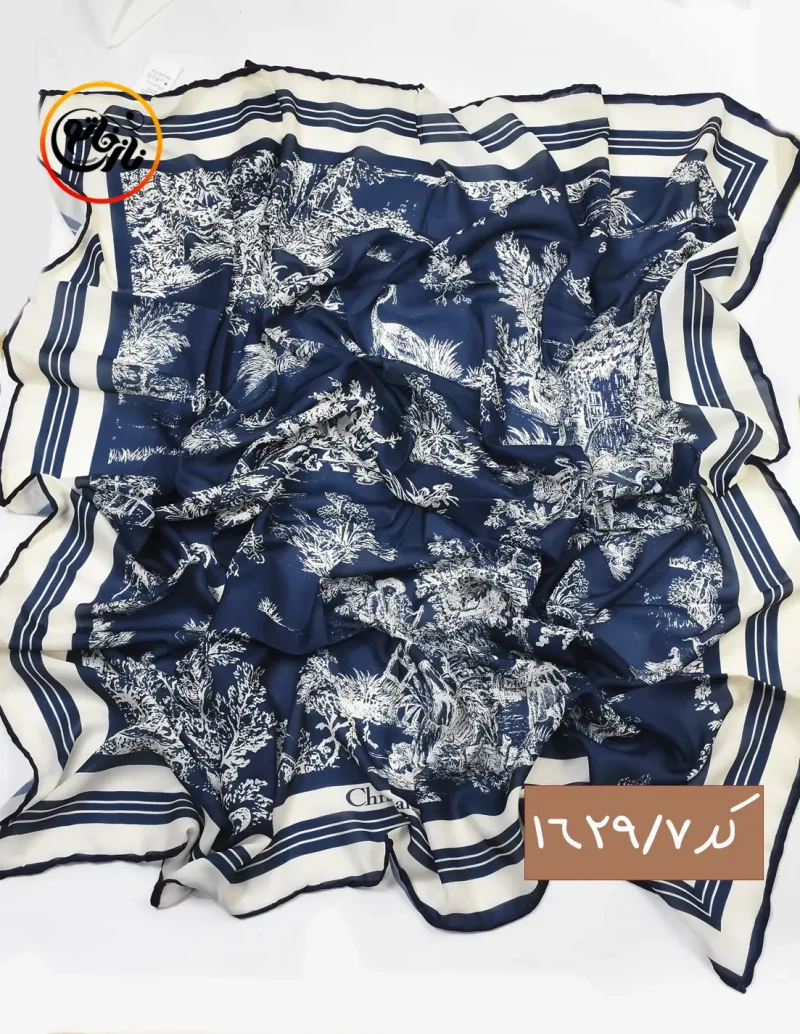روسری حریر نخ طرحدار کد 1629 - Image 8