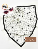 مینی اسکارف سفید مشکی کد 1613 - Image 2