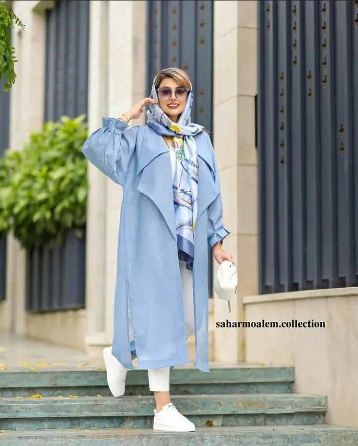 مانتو ابی با چه شالی ست میشه