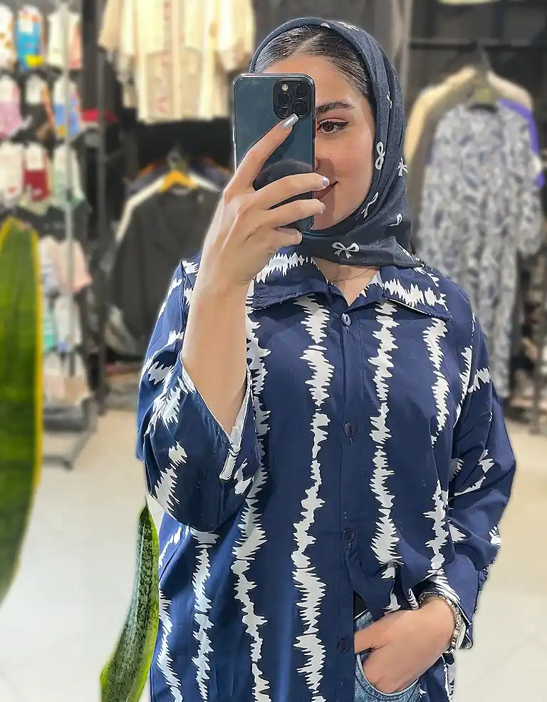 ست مینی اسکارف و شومیز سرمه ای