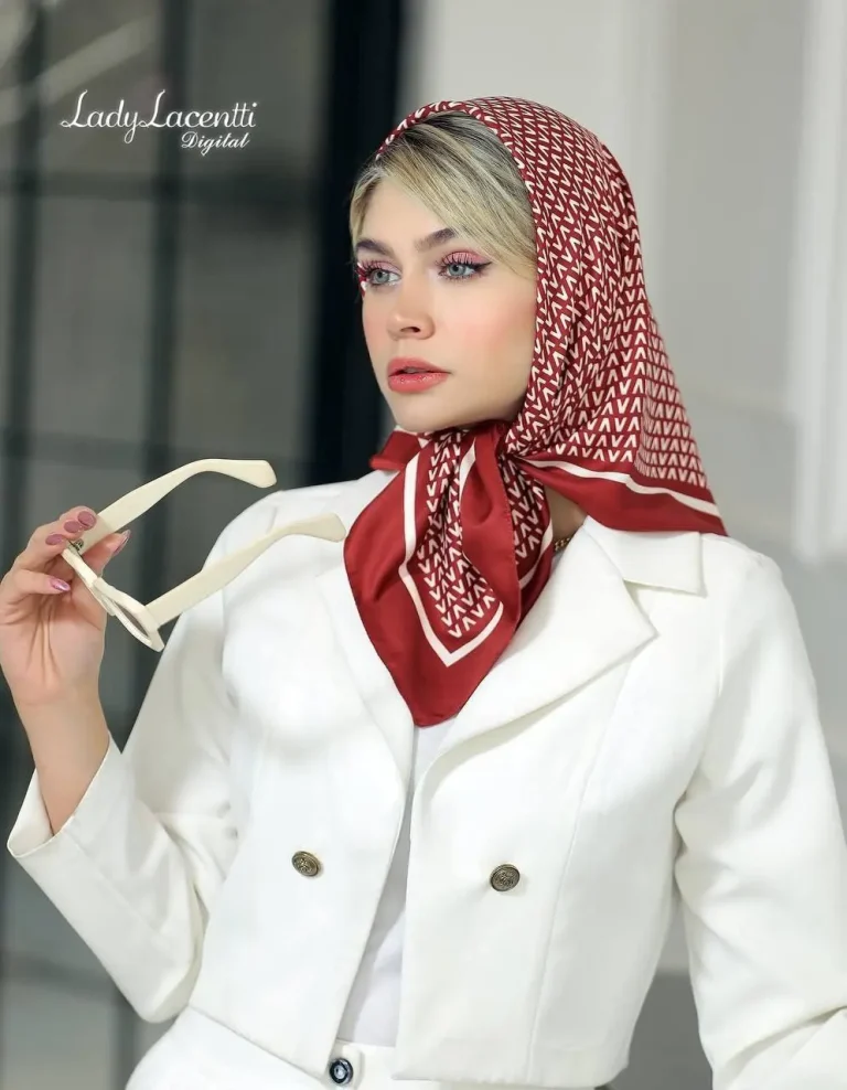 مینی اسکارف توییل زرشکی | مینی اسکارف برای مهمانی