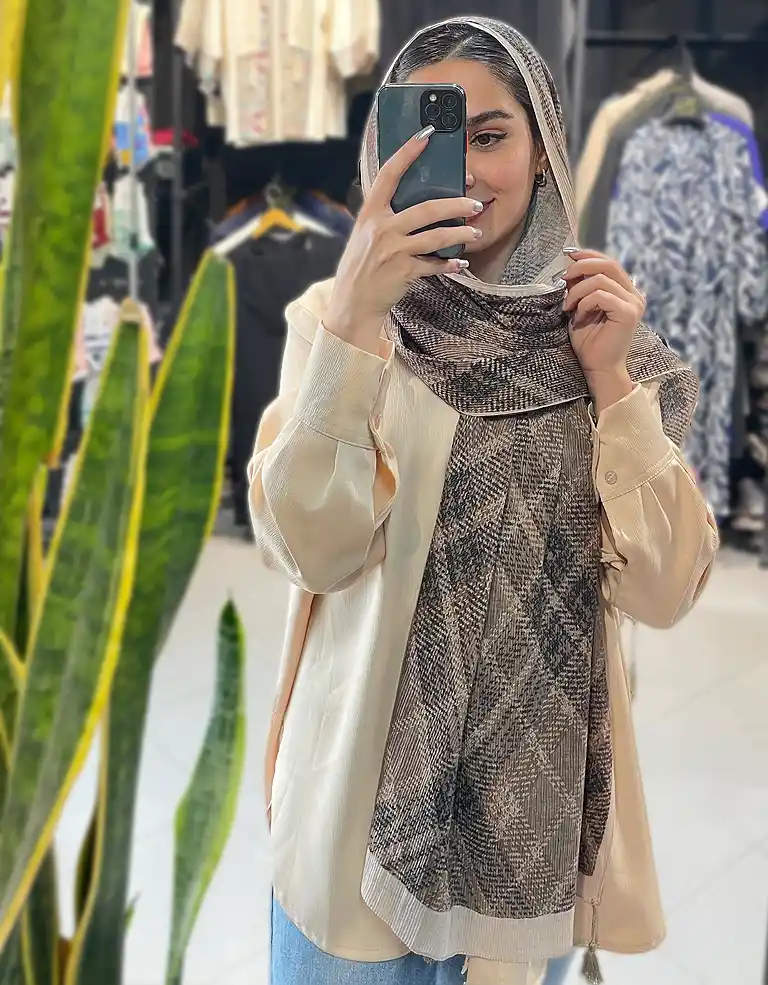 ست شال پلیسه برشکا با مانتو ساده