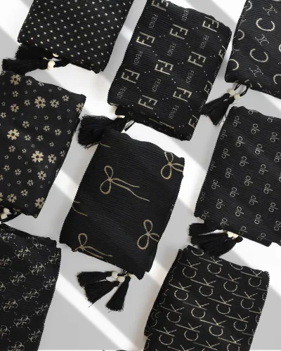 شال برشکا مشکی نسکافه ای