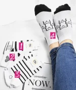 جوراب سفید مشکی نخی