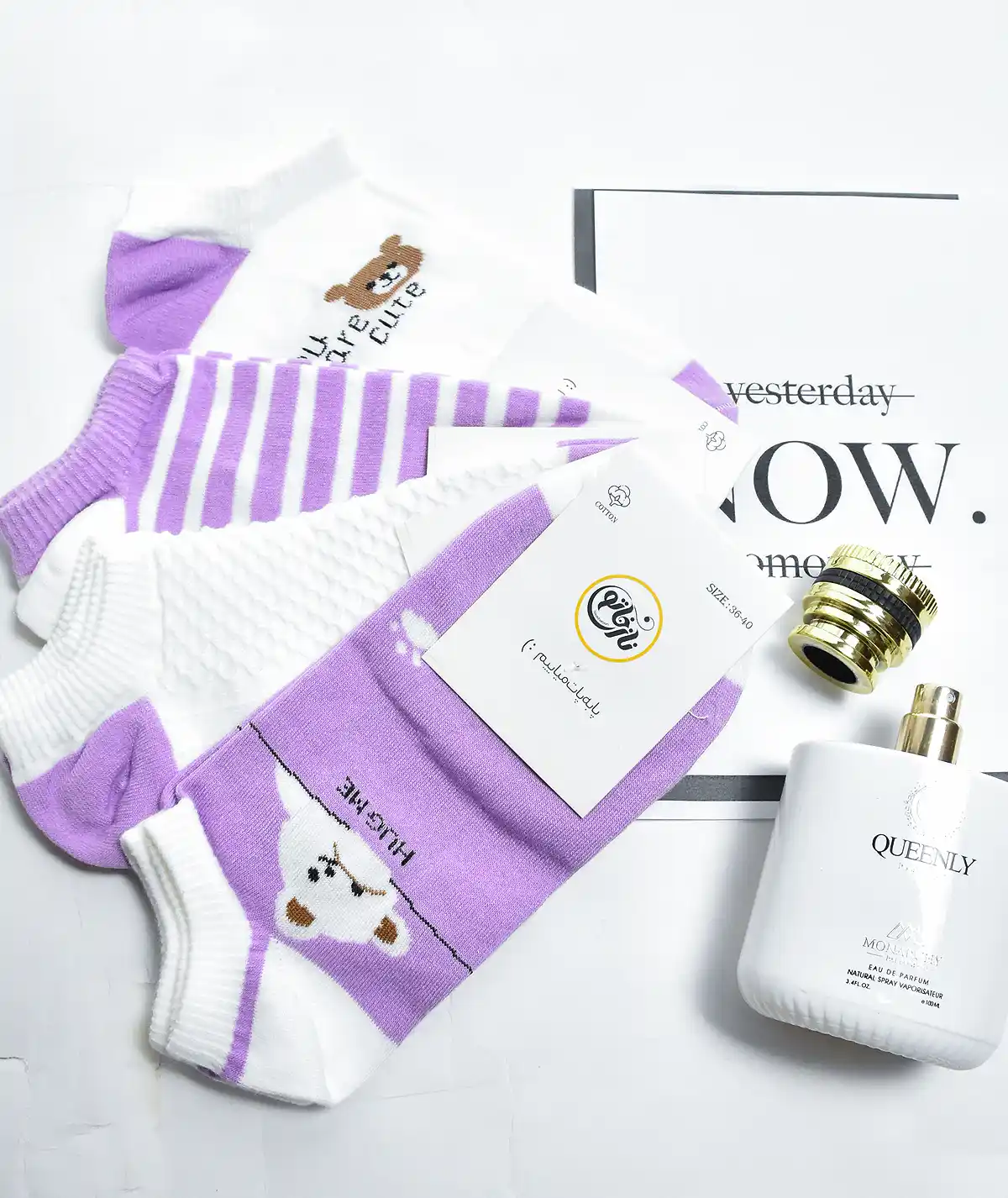 jorab.nakhi.dokhtarone.tarhdar.01 جوراب نخی طرحدار کد 63 - Image 1