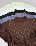 کراپ نگین دار استین بلند