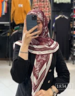روسری حریر نخ طرح منظره دیور کد 1834