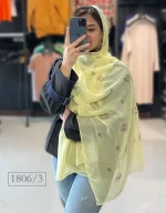 شال حریر کریشه چاپ برجسته کد 1806 - Image 3