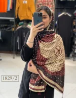 شال مخمل مشکی زرشکی کد 1829