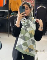 شال نخی طرحدار سبز سیج کد 1824