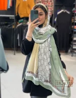 شال نخی طرحدار سبز سیج کد 1824 - Image 2