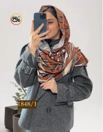 شال موهر قهوه ای طرحدار کد 1848