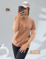 تیشرت نخ پنبه چاپ قلب قهوه ای کد 1934