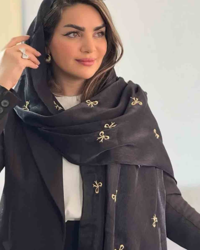 شال مشکی مجلسی پاپیونی