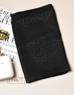 روسری مشکی ابریشم ژاکارد آستک کد 1948 - Image 16