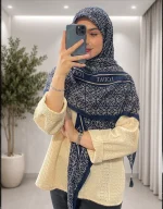 روسری سرمه ای پلیسه نخی کد 1715 - Image 2