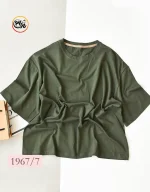 تی شرت زنانه باکسی بیسیک رنگی کد 1967 - Image 3